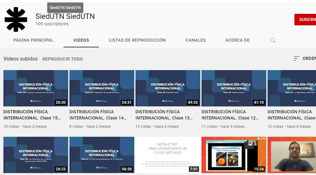 Canal de YouTube SiedUTN